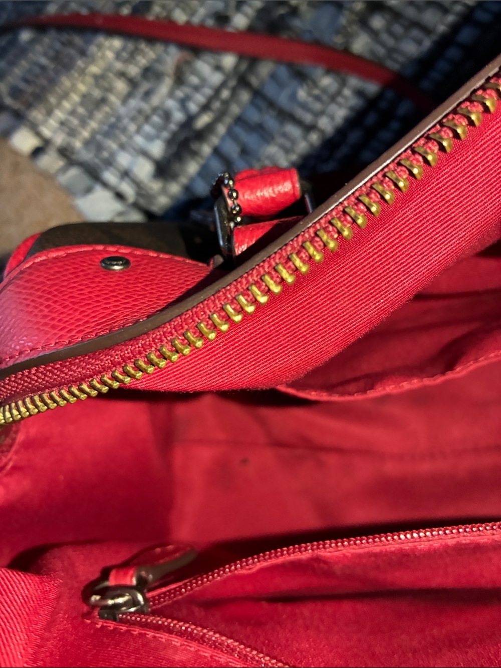 Coach Brown and Red Cherry Signature Satchel - Picture 13 of 13